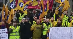  ??  ?? Protests: PCS union members outside Holyrood yesterday