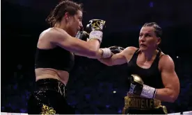  ?? Jason Cairnduff/Action Images/Reuters ?? Chantelle Cameron (right) goes on the attack against Katie Taylor in Dublin. Photograph: