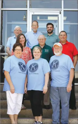  ?? KAYLA BAUGH/THREE RIVERS EDITION ?? In the front row, from left, are Batesville Kiwanis Club members Martha Lewallen, Ronda Bryant and Ron Lewallen; middle row, Becky Warren, Forrest Priest and Andy Walmsley; and top row, O. E. Jones, Terrell Tebbetts and Landon Downing. The Batesville...
