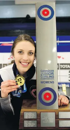  ?? MICHAEL BURNS PHOTOGRAPH­Y ?? Kaitlyn Jones says it was “an incredible feeling” to skip Nova Scotia to the Canadian junior women’s curling title.