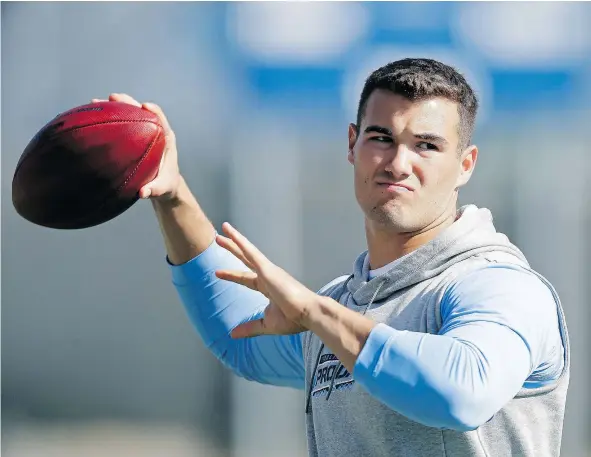  ?? — THE ASSOCIATED PRESS ?? Quarterbac­k Mitch Trubisky, selected second overall in the 2017 NFL draft, made a memorable first impression on the Chicago Bears, throwing for 166 yards and a touchdown in a 24-17 loss to the Denver Broncos in the team’s first pre-season game.