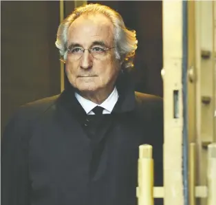  ?? TIMOTHY A. CLARY/GETTY IMAGES FILES ?? A judge once called the biggest Ponzi scheme in history committed by Bernard Madoff, seen in 2009, as “extraordin­arily evil.” Madoff died in prison Wednesday at age 82.