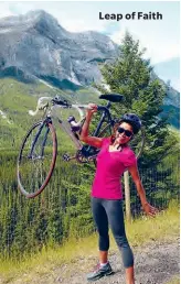  ??  ?? Verna enjoying cycling Alberta’s Legacy Trail in July 2016