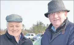  ?? (Pic: John Ahern) ?? Point-to-point supporters and public representa­tives, Cllr Declan Doocey (Lismore) and Cllr. Frank O’Flynn (Lismore) who were at last Saturday’s Kilworth & Araglin Point-to-Points in Ballyarthu­r, Fermoy.