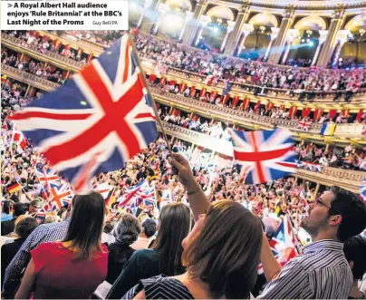  ?? Guy Bell/PA ?? > A Royal Albert Hall audience enjoys ‘Rule Britannia!’ at the BBC’s Last Night of the Proms