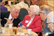  ?? GENE WALSH — DIGITAL FIRST MEDIA ?? Elizabeth Dixon enjoys a lunch with family and friends during the Montgomery County 8th Annual Centenaria­n Celebratio­n at Dock Woods.