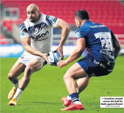  ?? Patrick Khachfe/JMP ?? Jonathan Joseph carries the ball for Bath against Bristol