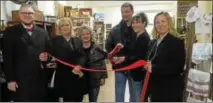  ?? SUBMITTED PHOTO ?? Boyertown’s Secrets and Collectibl­es recently held a grand opening celebratio­n. Shown here are, left to right: Ryan Frazier, TriCounty Area Chamber of Commerce board member; Debbie Bertolet, Boyertown Museum of Historic Vehicles director; Lyn Camella, BBB board member; Scott Wiley, owner; Michele Garl, owner; and Adrianne Blank, Main Street Manager.