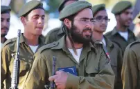  ??  ?? A HAREDI soldier joins comrades at an IDF Nahal Infantry Brigade swearing-in ceremony.