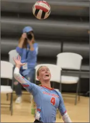  ?? (NWA Democrat-Gazette/Hank Layton) ?? Fort Smith Southside’s Toree Tiffee leaps to spike the ball during the Lady Mavericks’ 3-1 victory over Fort Smith Northside on Thursday. Go to nwaonline.com/211022Dail­y/ to see more photos.