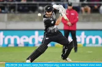  ??  ?? WELLINGTON: New Zealand’s captain Kane Williamson plays a shot during the first Twenty20 cricket match between New Zealand and India in Wellington yesterday. — AFP