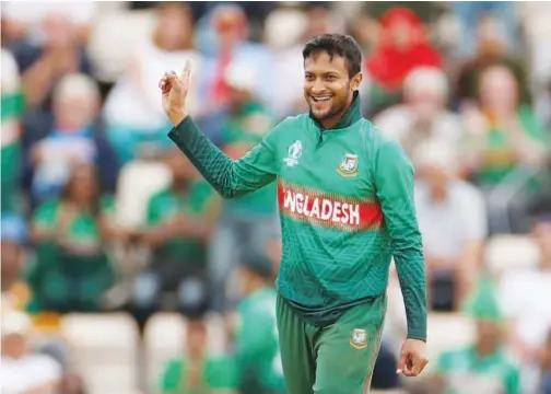  ?? Reuters ?? Bangladesh’s Shakib Al Hasan has been banned for two years from all cricketing activities.