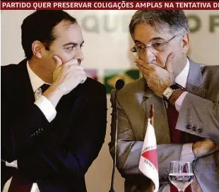  ??  ?? Os governador­es de Pernambuco, Paulo Câmara (PSB), e de Minas, Fernando Pimentel (PT); petistas negociam com partidos que derrubaram Dilma Rousseff