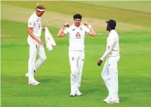  ?? AFP file ?? From left: England pace trio — Stuart Broad, James Anderson and Jofra Archer — had a big role to play in recent Test series against the West Indies.