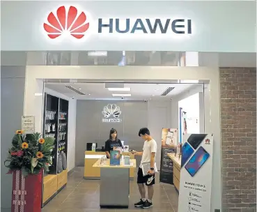  ?? /Reuters ?? Expansion opposed: Huawei, China’s largest telecoms equipment maker, faces growing global resistance as the US and its allies increase efforts to ban the company’s products, as the company is thought to be a security risk.