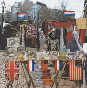  ??  ?? 6. Joseph Cornell’s Holiday – Holland, Amsterdam, Waterloopl­ein Market. ‘Joseph dreams of a market stall with elements he uses in his work’, 2018, Peter Blake, collage, 88.5 × 87cm