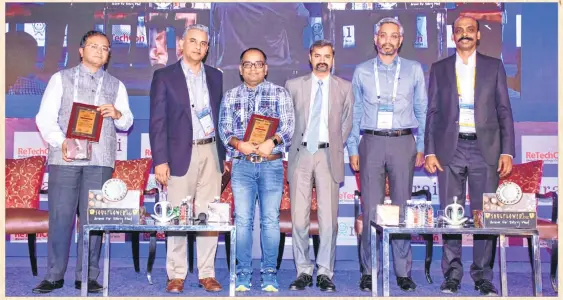  ??  ?? (Left to Right) Reliance Retail’s CFO Ashwin Khasgiwala; NASSCOM Product Council’s chairman Atul Batra; Pepe Jeans India’s MD and CEO, Kavindra Mishra; Microsoft Dynamics’ country head Samik Roy; HyperCITY Retail India, CEO, Ramesh Menon and RAI, CEO,...