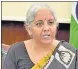  ?? PTI ?? Finance minister Nirmala Sitharaman said India’s recovery has been distinct.