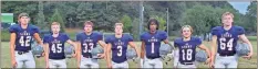  ?? Michael Baron ?? Unity Christian football’s seniors. From left to right: Hudson Hill, Jake Burkhalter, Matthew DiPrima, Levi Lodge, Tahiri Tolbert, Drew King and Jayden Stewart.