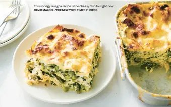  ?? DAVID MALOSH/THE NEW YORK TIMES PHOTOS ?? This springy lasagna recipe is the cheesy dish for right now.