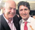  ??  ?? Peter Dalglish with Justin Trudeau, the Canadian prime minister