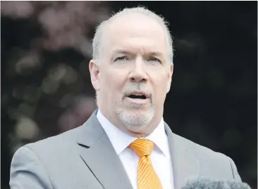  ?? TIMES COLONIST FILE ?? B.C. NDP Leader John Horgan has served notice that his party will campaign for $10-a-day child care. He says it will be universal, which is likely to be controvers­ial.