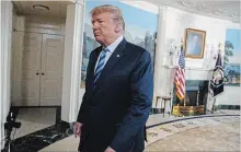  ?? EVAN VUCCI THE ASSOCIATED PRESS ?? President Donald Trump leaves the room after announcing at the White House on Tuesday the U.S. is withdrawin­g from the Iran nuclear deal.