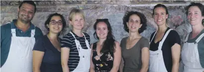  ??  ?? The team involved in the conservati­on of the Chapel (2016-2018): Michel Salameh, Nathalie Debono Helene Nuland, Lara Marie Walker, Roberta De Angelis, Chiara Pasian and Jennifer Porter