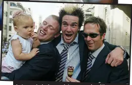  ?? PA ?? Let your hair down: victory parade with Flintoff and Vaughan after the 2005 Ashes