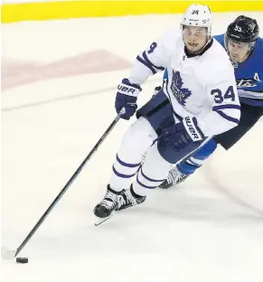  ?? TREVOR HAGAN/THE CANADIAN PRESS ?? Toronto Maple Leafs forward Auston Matthews ranks 67th in ice time with 18:20 a game, but was tied for the league lead in scoring heading into Friday.