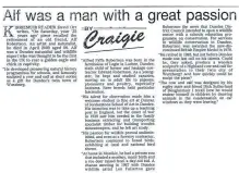  ??  ?? An appreciati­on of Alf Robertson appeared in the Craigie column several years ago. The cutting on the right shows how it looked in the paper in 2010. See more about Alf above.