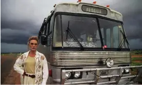  ?? ?? Terence Stamp as Bernadette Bassenger beside Priscilla the bus in the 1994 Australian film The Adventures of Priscilla, Queen of the Desert. Photograph: Latent Image Production­s Pty Ltd.
