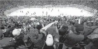  ?? AP PHOTO ?? Fans celebrate a recent goal by the Vegas Golden Knights in Las Vegas.