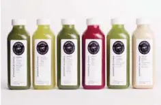  ??  ?? This undated photo provided by Pressed Juicery shows some of their pressed juices. Don’t let poor meal planning spoil your hard fought boot camp class.