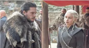  ?? MACALL B. POLAY/HBO ?? Kit Harington, Emilia Clarke and “Game of Thrones” return for a final season in April.