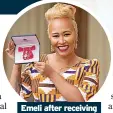  ?? ?? Emeli after receiving her MBE in 2018