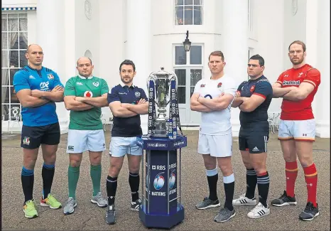  ??  ?? Greig Laidlaw, third from left, joins the other 6 Nations captains in London in confident mood