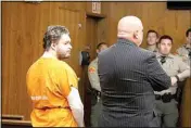  ?? MELANIE NGUYEN / THE CALIFORNIA­N ?? From left, Joshua Michael Stehle stands with defense attorney Mark Anthony Raimondo, who asked in this April 4 photo that Stehle’s arraignmen­t be delayed to April 11.