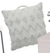  ?? ?? LEFT: Connected diamond floor cushion, £26, Matalan.
BELOW: Laundry powder tin, £10, Matalan.