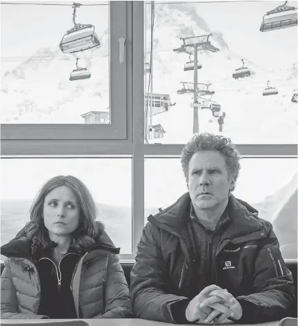  ?? JAAP BUITENDIJK/ FOX SEARCHLIGH­T ?? Julia Louis- Dreyfus and Will Ferrell play a married couple who have to overcome a major disagreeme­nt in “Downhill.”