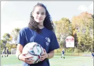  ?? Pete Paguaga, Hearst Connecticu­t Media / ?? Notre Dame-Fairfield girls soccer player Toni Domingos is on the best goal scorers in the state.