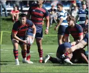  ?? KAREN DRINKWATER PHOTOGRAPH­Y ?? Former Terra Linda High football standout Tom Brusati (left) is signed to play profession­ally for the New England Free Jacks of Major League Rugby. Brusati, shown playing for St Mary’s in a game against BYU, briefly thought his career might be over after the coronaviru­s pandemic cut his senior season short.