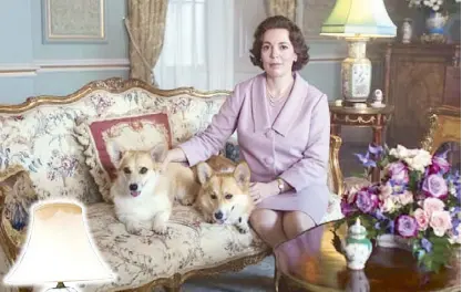  ??  ?? The Queen (Olivia Colman) with her corgis Photos of “The Crown” scenes courtesy of Netflix