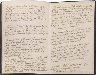  ??  ?? The handwritte­n notes of Claro M. Recto on the constituti­onal provisions are a treasure to read and are relevant to this day.