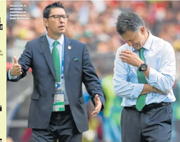  ??  ?? DECEPCIÓN. El entrenador colombiano se lamenta en un duelo del Tricolor.