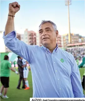  ??  ?? ALÍVIO. José Couceiro comemora permanênci­a