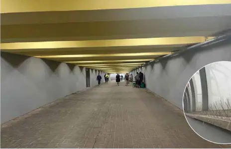  ?? Фото: управа Ласнамяэ ?? эТАП ЗАКОНЧЕН: в тоннеле наконец установили сетки и шипы для борьбы с птицами.