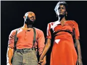  ??  ?? The girl from… Rainham: Atim as Marianne Laine (with Arinzé Kene as Joe Scott) in the musical Girl from the North Country at the Old Vic last year