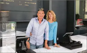  ?? TONY DORIS / THE PALM BEACH POST ?? Loic Autret and his wife, Pauline, plan to serve sandwiches, salads, beer and wine, along with coffee, pastry and breads.