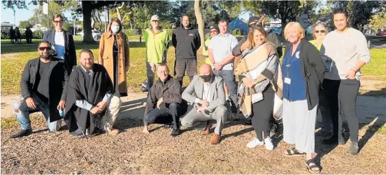  ?? ?? The blessing of the Flaxmere Skate Plaza site was attended by Hastings Mayor Sandra Hazlehurst, Hastings District Council chief executive Nigel Bickle, Angus McMillan Concrete contractor­s, council staff and community members.